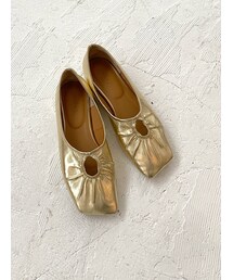 Ungrid | デザインスクエアトゥギャザーフラットシューズ(パンプス)