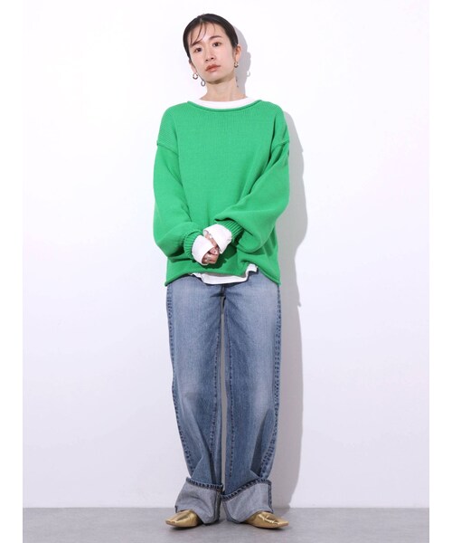 Ungrid（アングリッド）の「ラウンドロングスリーブTee（Tシャツ/カットソー・オフホワイト/ブラック・F）」の6枚目の写真