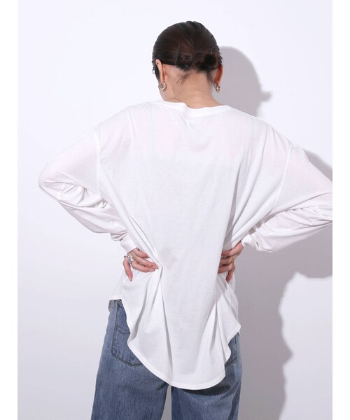 Ungrid（アングリッド）の「ラウンドロングスリーブTee（Tシャツ/カットソー・オフホワイト/ブラック・F）」の3枚目の写真
