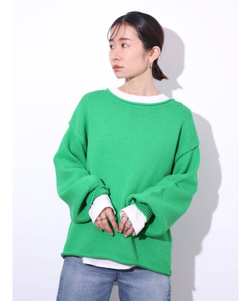 Ungrid（アングリッド）の「ラウンドロングスリーブTee（Tシャツ/カットソー・オフホワイト/ブラック・F）」の4枚目の写真