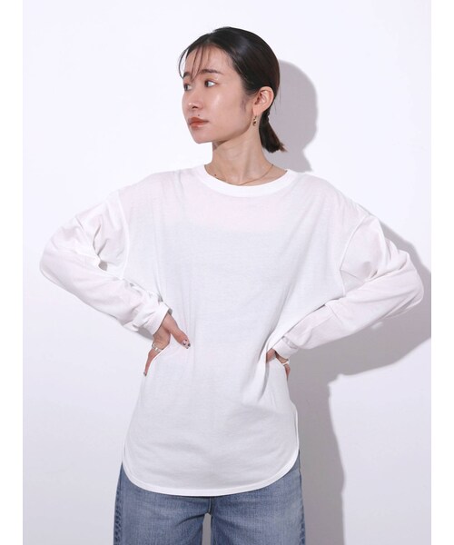 Ungrid（アングリッド）の「ラウンドロングスリーブTee（Tシャツ/カットソー・オフホワイト/ブラック・F）」の2枚目の写真