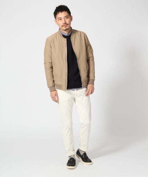 GLOBAL WORK(グローバルワーク)の「【WEB限定先行予約】ショートZIPブルゾン(ジャケット/アウター・メンズ・ベージュ52/ネイビー88・S/M/L)」の3枚目の写真