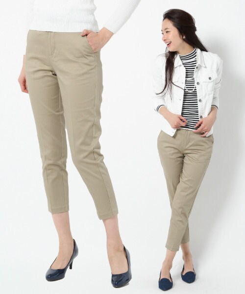 BLISS POINT Womens（ブリスポイント ウイメンズ）の「【XS,XL展開アイテム】15SSコットンサテンアンクルパンツ（パンツ・レディース・ホワイト/ブラック/ベージュ/イエロー/ネイビー・ＸＳ/Ｓ/Ｍ/Ｌ/ＸＬ）」の3枚目の写真