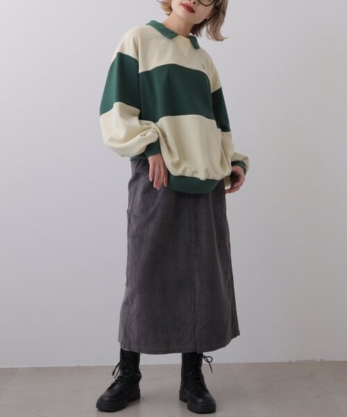 DOUBLE NAME（ダブルネーム）の「配色プチロゴプルオーバー（トップス・レディース・ネイビー/ベージュ/キナリ・FREE）」の5枚目の写真