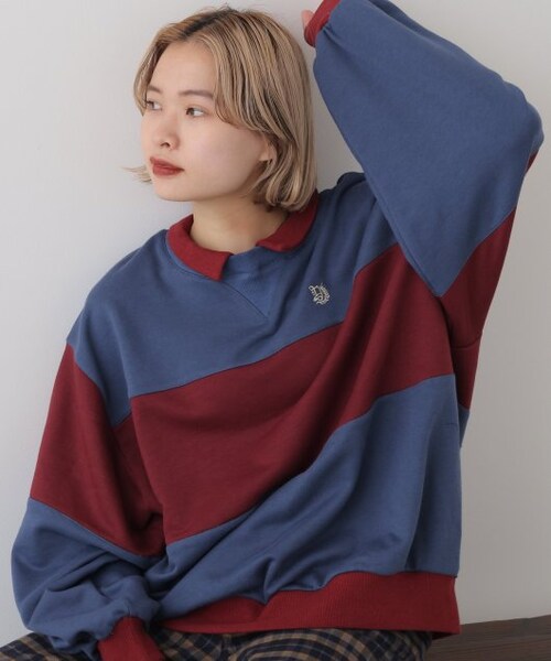 DOUBLE NAME（ダブルネーム）の「配色プチロゴプルオーバー（トップス・レディース・ネイビー/ベージュ/キナリ・FREE）」の16枚目の写真