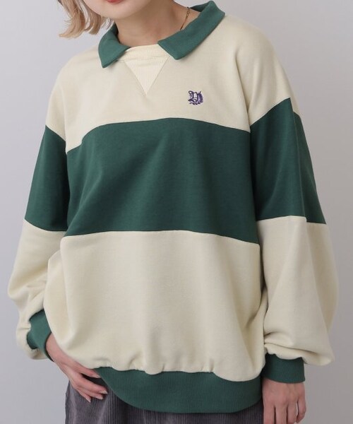 DOUBLE NAME（ダブルネーム）の「配色プチロゴプルオーバー（トップス・レディース・ネイビー/ベージュ/キナリ・FREE）」の3枚目の写真