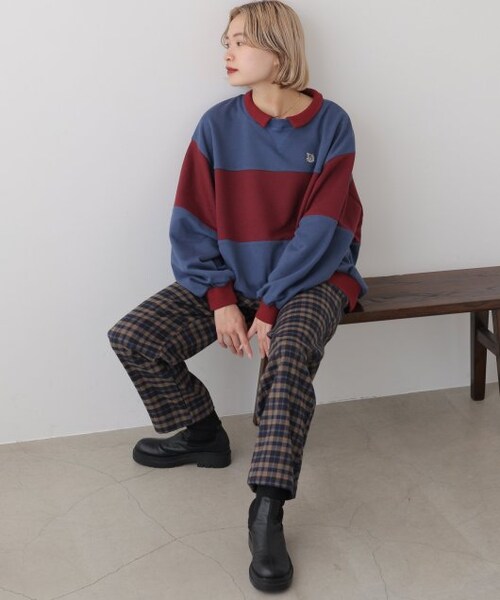 DOUBLE NAME（ダブルネーム）の「配色プチロゴプルオーバー（トップス・レディース・ネイビー/ベージュ/キナリ・FREE）」の17枚目の写真