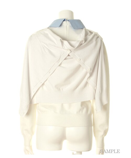 FRAY I.D（フレイアイディー）の「レイヤードシャツニットプルオーバー（プルオーバー・レディース・WHT/GRY/NVY・F）」の5枚目の写真