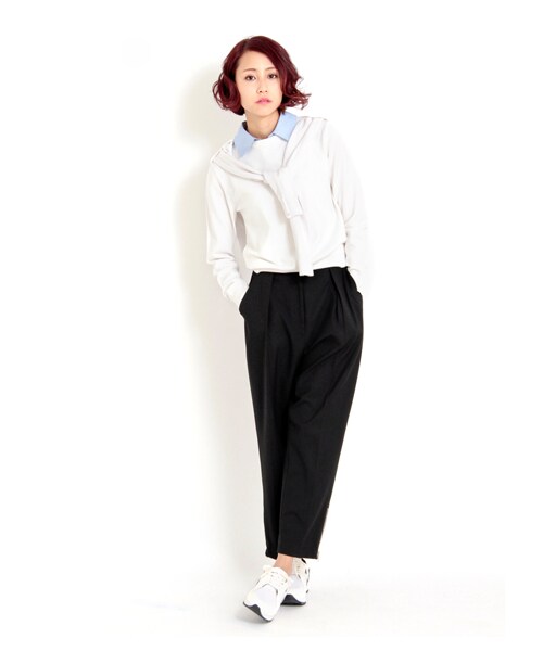 FRAY I.D（フレイアイディー）の「レイヤードシャツニットプルオーバー（プルオーバー・レディース・WHT/GRY/NVY・F）」の8枚目の写真