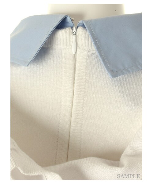 FRAY I.D（フレイアイディー）の「レイヤードシャツニットプルオーバー（プルオーバー・レディース・WHT/GRY/NVY・F）」の10枚目の写真