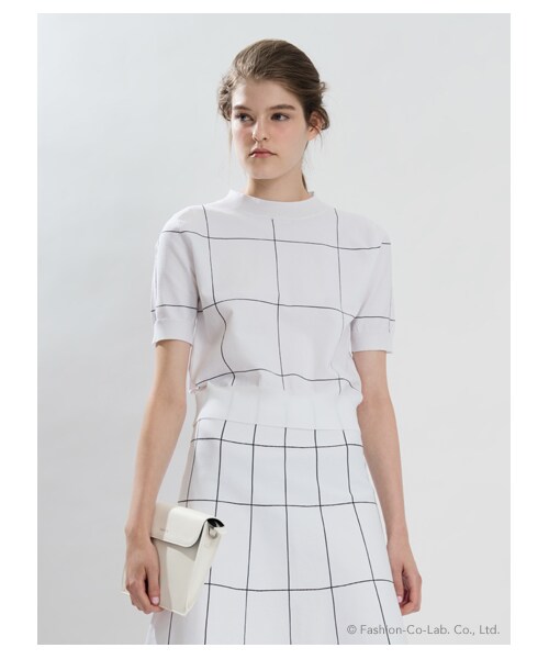 FRAY I.D（フレイアイディー）の「ニットトップス（ニット・レディース・WHTxBLK/LBLU/NVY・F）」の4枚目の写真