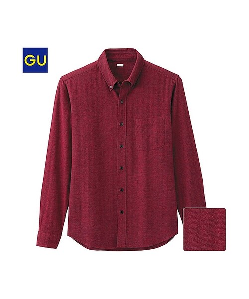 GU（ジーユー）の「（GU）ネルシャツ（ヘリンボン・長袖）（MEN ⁄ ネルシャツ・メンズ・BLUE/DARK GRAY/RED/OFF WHITE・M/XL/S/L）」の4枚目の写真