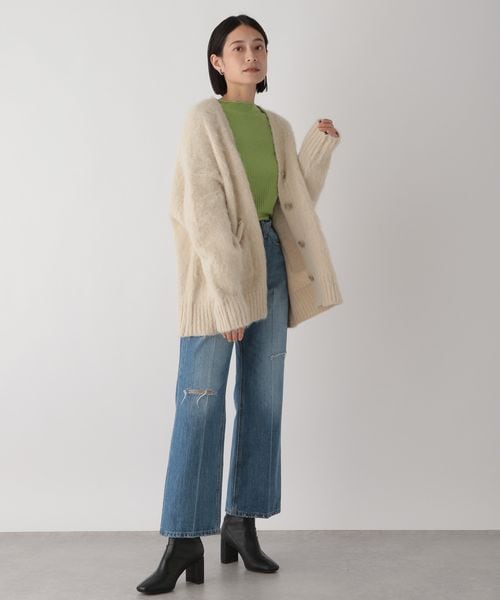 LOWRYS FARM（ローリーズファーム）の「ポケツキシャギーカーデロングスリーブ（トップス・レディース・アイボリー08/チャコールグレー18/ピンク25/ブラウン58・フリーサイズ）」の5枚目の写真