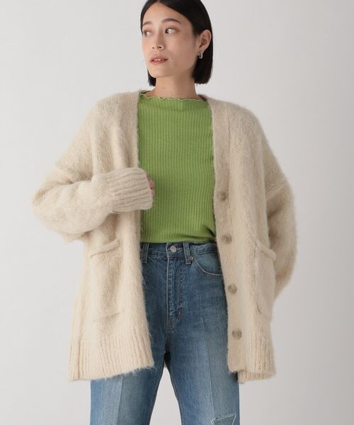 LOWRYS FARM（ローリーズファーム）の「ポケツキシャギーカーデロングスリーブ（トップス・レディース・アイボリー08/チャコールグレー18/ピンク25/ブラウン58・フリーサイズ）」の7枚目の写真