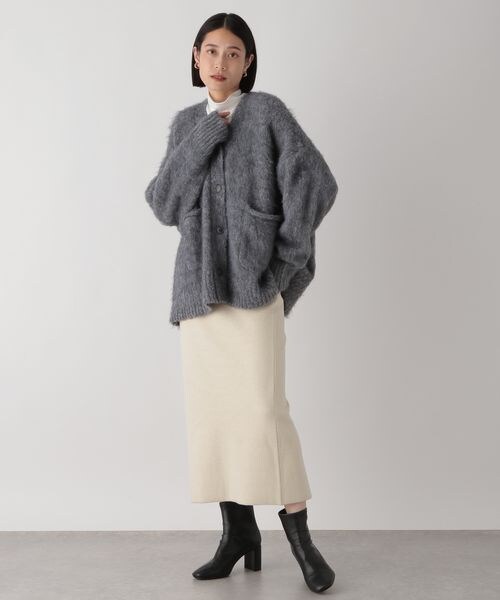 LOWRYS FARM（ローリーズファーム）の「ポケツキシャギーカーデロングスリーブ（トップス・レディース・アイボリー08/チャコールグレー18/ピンク25/ブラウン58・フリーサイズ）」の10枚目の写真