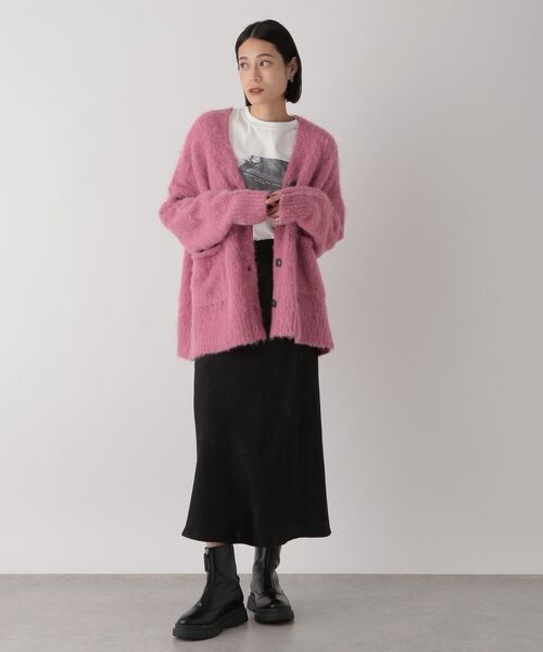 LOWRYS FARM（ローリーズファーム）の「ポケツキシャギーカーデロングスリーブ（トップス・レディース・アイボリー08/チャコールグレー18/ピンク25/ブラウン58・フリーサイズ）」の12枚目の写真