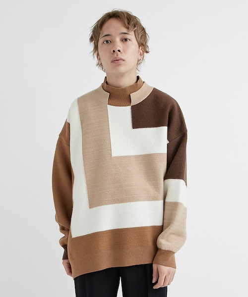 タグ付き　CULLNI クルニ　カラーブロックニット CULLNI（クルニ）の「<別注>3COLOR BLOCK TURTLE NECK KNIT（ニット