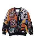ワコマリア　バスキア　カーディガン　JEAN-MICHEL BASQUIAT Wacko Maria Men's Jean-Michel Basquiat Cardigan in Neutrals Wacko