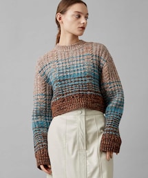Gradation knit short sweater