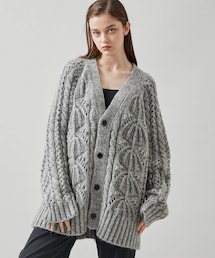 Kid mohair cable cardigan