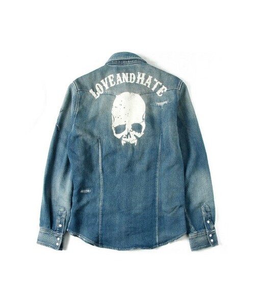アーカイブ】ロエン Roen 格好よ スカル 刺繍 プリント デニム メンズ 33 