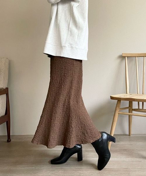 LOWRYS FARM（ローリーズファーム）の「フクレジャガードフレアスカート（スカート・レディース・アイボリー08/ブラック09/ブラウン58・F）」の3枚目の写真