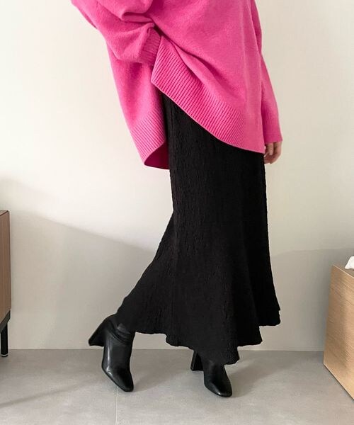 LOWRYS FARM（ローリーズファーム）の「フクレジャガードフレアスカート（スカート・レディース・アイボリー08/ブラック09/ブラウン58・F）」の2枚目の写真