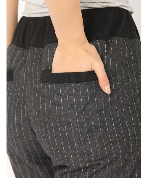 Rinajour（リナジュール）の「リブ付タックパンツ（パンツ・レディース・BLACK/CHARCOL・1/2）」の15枚目の写真