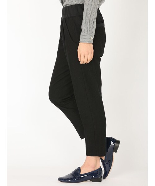 Rinajour（リナジュール）の「リブ付タックパンツ（パンツ・レディース・BLACK/CHARCOL・1/2）」の2枚目の写真