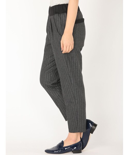 Rinajour（リナジュール）の「リブ付タックパンツ（パンツ・レディース・BLACK/CHARCOL・1/2）」の10枚目の写真