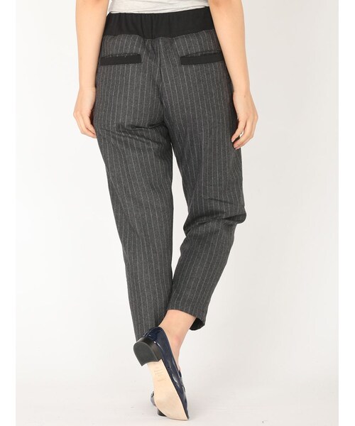 Rinajour（リナジュール）の「リブ付タックパンツ（パンツ・レディース・BLACK/CHARCOL・1/2）」の11枚目の写真