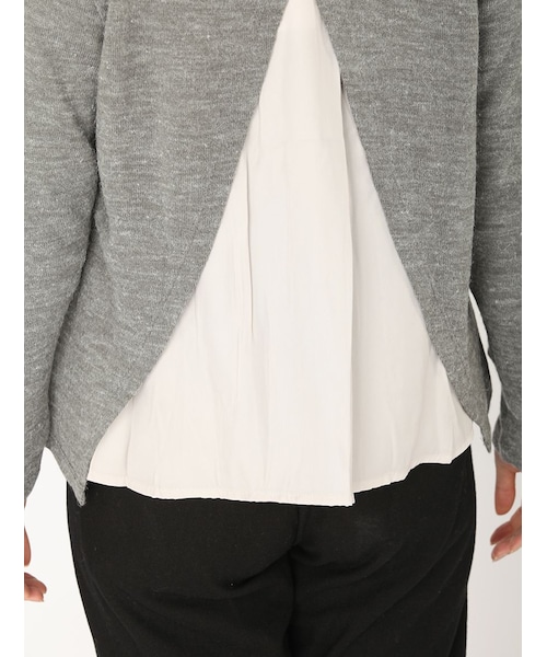 Rinajour（リナジュール）の「天竺×布帛カーディ（トップス・レディース・GREY/NAVY・F）」の7枚目の写真