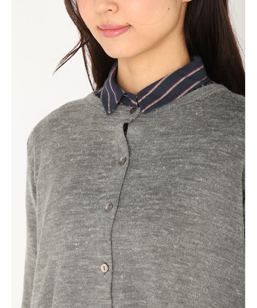 Rinajour（リナジュール）の「天竺×布帛カーディ（トップス・レディース・GREY/NAVY・F）」の4枚目の写真