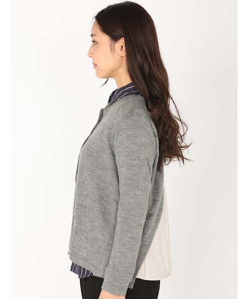 Rinajour（リナジュール）の「天竺×布帛カーディ（トップス・レディース・GREY/NAVY・F）」の2枚目の写真