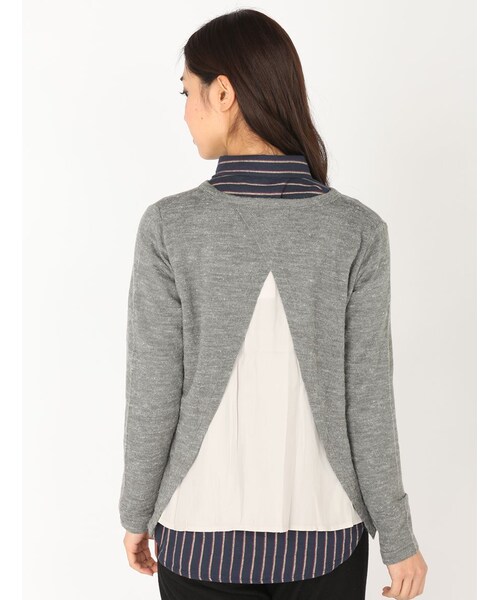 Rinajour（リナジュール）の「天竺×布帛カーディ（トップス・レディース・GREY/NAVY・F）」の3枚目の写真