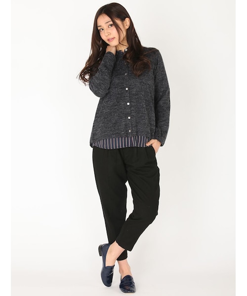 Rinajour（リナジュール）の「天竺×布帛カーディ（トップス・レディース・GREY/NAVY・F）」の15枚目の写真