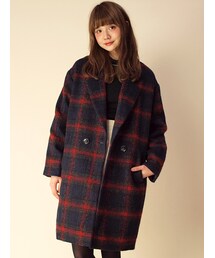 w closet | シャギーチェックダブルチェスターコート(トップス)