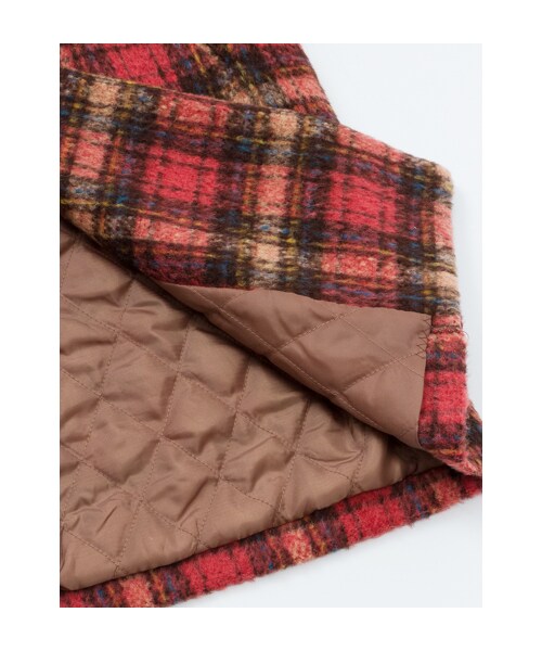 w closet(ダブルクローゼット)の「シャギーチェックダブルチェスターコート(トップス・レディース・ピンクブラウン/ネイビーレッド・FREE)」の9枚目の写真