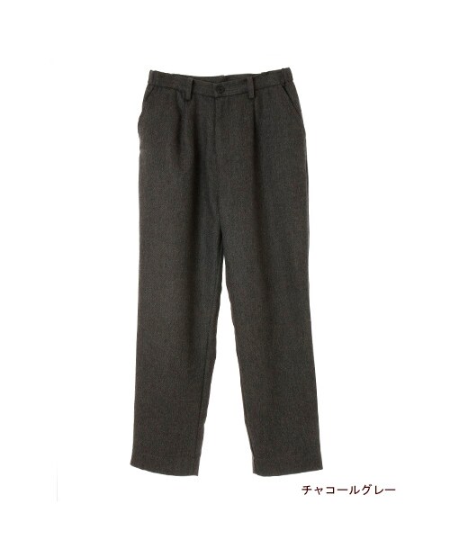 w closet（ダブルクローゼット）の「へリンボン9分丈タックパンツ（パンツ・レディース・チャコールグレー/ブラック・FREE）」の2枚目の写真