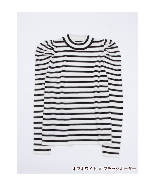 w closet（ダブルクローゼット）の「パワーショルダーハイネックプルオーバー（トップス・レディース・ネイビー×グリーンボーダー/オフホワイト/グレー/ブラック/ボルドー×ネイビーボーダー/オフホワイト×ブラックボーダー・FREE）」の7枚目の写真
