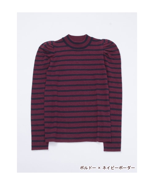 w closet（ダブルクローゼット）の「パワーショルダーハイネックプルオーバー（トップス・レディース・ネイビー×グリーンボーダー/オフホワイト/グレー/ブラック/ボルドー×ネイビーボーダー/オフホワイト×ブラックボーダー・FREE）」の6枚目の写真