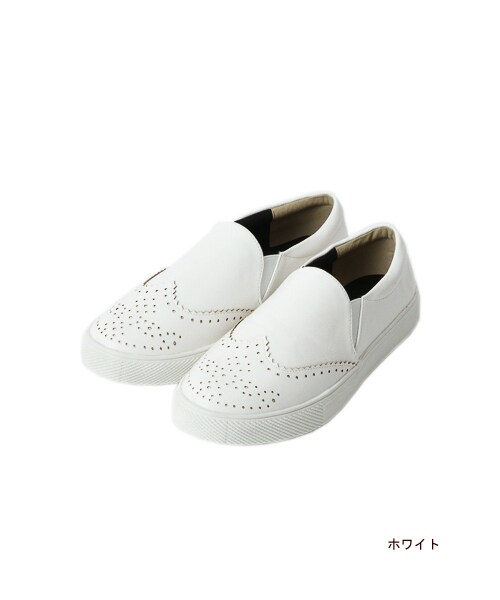 w closet（ダブルクローゼット）の「ウィングチップスリッポン（シューズ・レディース・ブラック/ホワイト・M/L）」の2枚目の写真