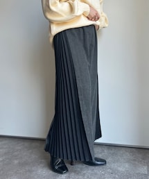 Chez toi | ヘリンボーンサイドプリーツワイドパンツ(その他パンツ)