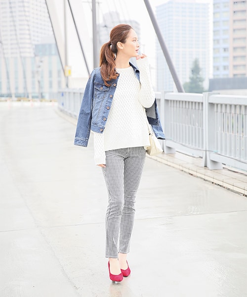 GLOBAL WORK（グローバルワーク）の「ポインテッドパンプス（シューズ・レディース・チェック(01)/ブラック(09)/レッド(35)/デニム(85)・Ｓ/Ｍ/Ｌ）」の7枚目の写真