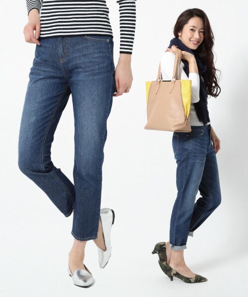 BLISS POINT Womens（ブリスポイント ウイメンズ）の「【WEB限定先行予約】テーパードデニムパンツ（パンツ・レディース・ホワイト/ブルー/ネイビー/クラッシュ・Ｓ/Ｍ/Ｌ）」の2枚目の写真