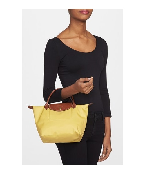 ロンシャン LONGCHAMP イエロー かごバッグ ミニ 美品】ロンシャン