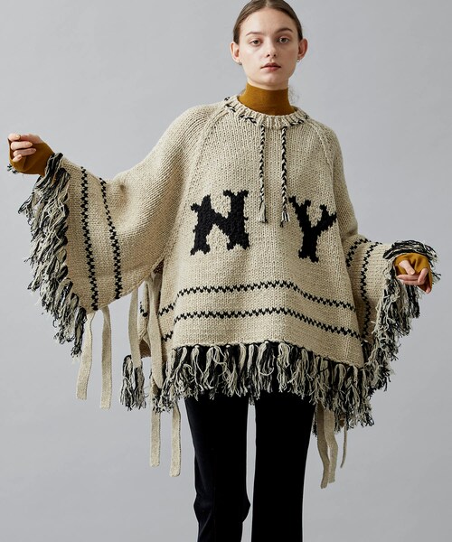 BELPER(ベルパー)の「COWICHAN KNIT PONCHO(ニット/セーター・レディース・BGE/TAN・FREE)」の1枚目の写真