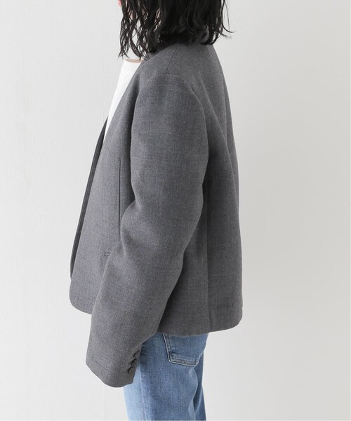 Plage 【R’IAM】ノーカラー ショートジャケット　フリーサイズ　グレー plage（プラージュ）の「【R'IAM】ノーカラー ショートジャケット