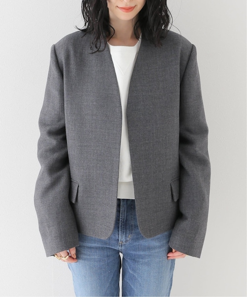 Plage ノーカラーショートコート index｜《5color/XS-LLsize》ウール混ノーカラーショートコート