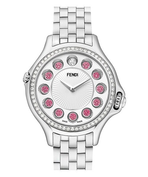 FENDI(フェンディ)の「Fendi 'Crazy Carats' Diamond Bezel Rotating Bracelet Watch, 33mm(アナログ腕時計・レディース・Silver/ Rainbow/ White)」の2枚目の写真